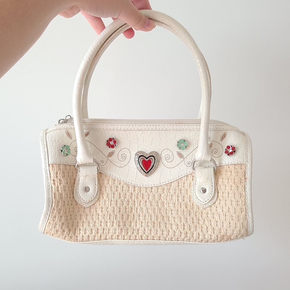 Y2K Wicker Charm Purse Shoulder Bag Retro